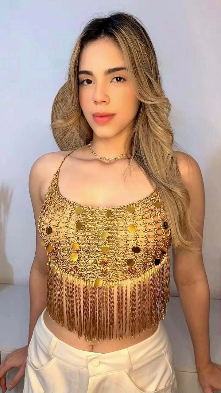 Top Raio de Sol  – Crochê Artesanal de Luxo ✨