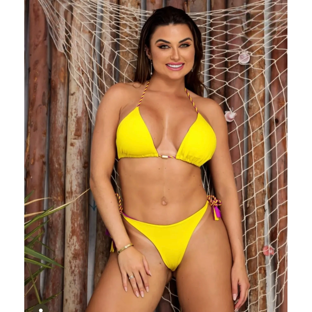 Biquíni Dupla Face Roxo & Amarelo